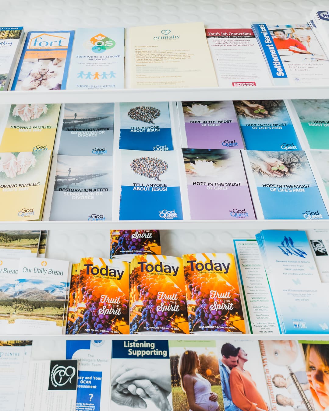a table of pamphlets