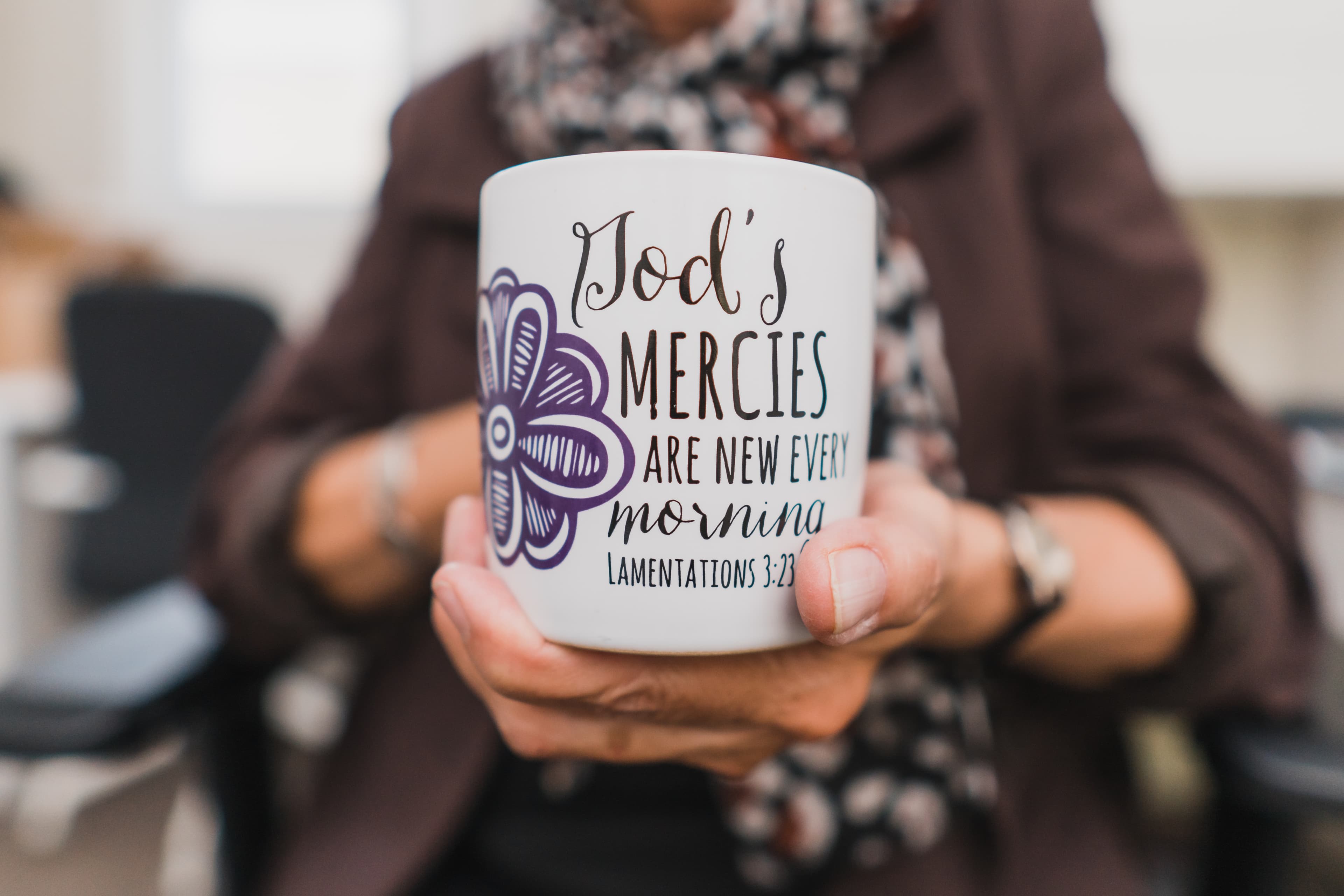 a mug saying God's mercies are new every morning
