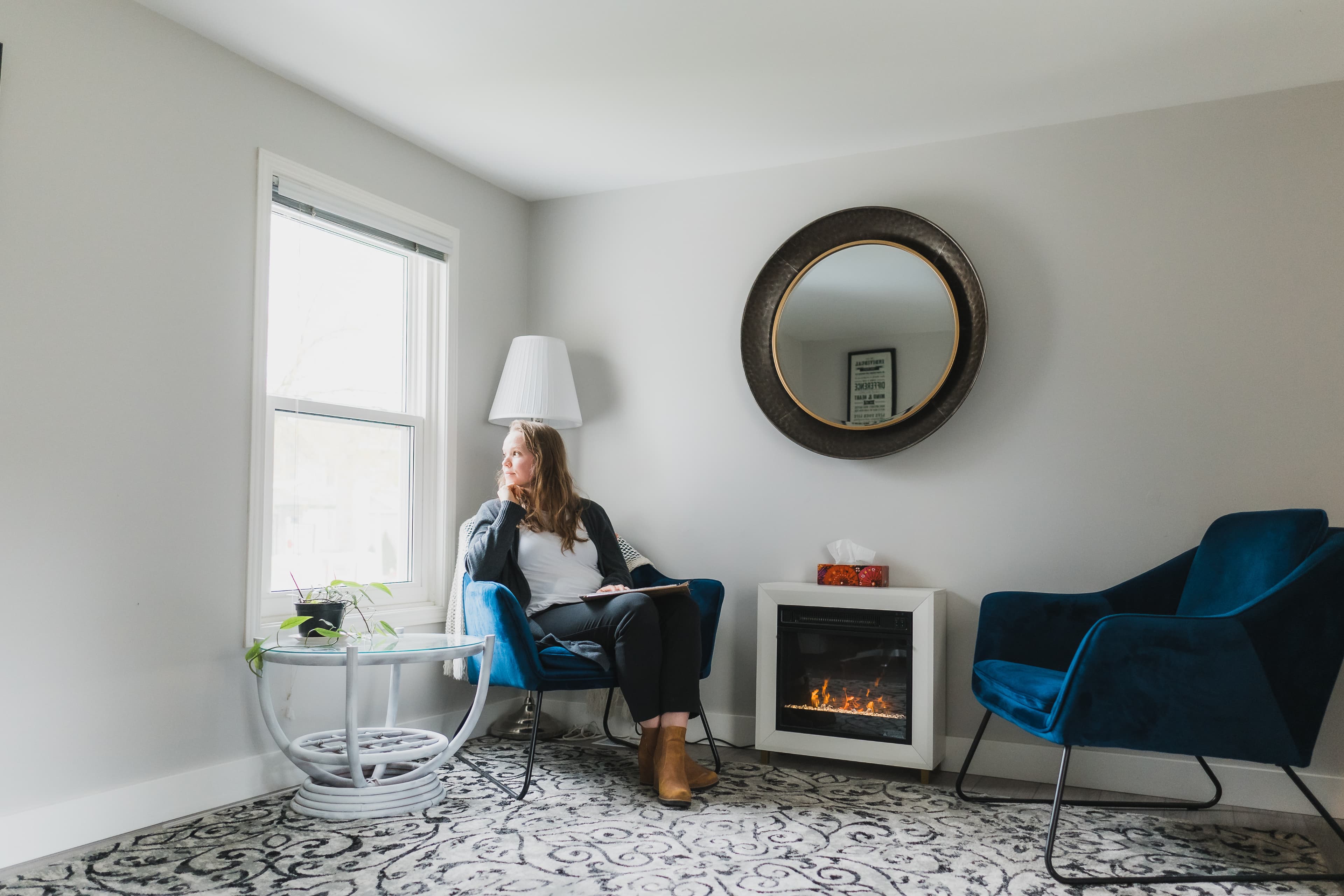 a woman in a chair at the grimsby life center